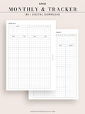 M106_G | Monthly Planner with 31 Days Habit Tracker Printable Inserts