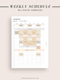 W106 | Weekly Schedule Planner Inserts, Time Table Template Printable