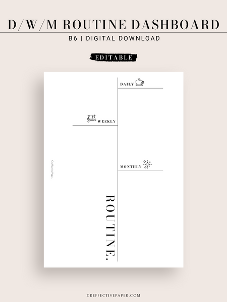 DA122 | Editable Daily & Weekly & Monthly Routine Dashboard ...