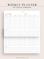 W102_H_2 | Horizontal Weekly Planner Printable