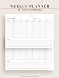 W102_H_2 | Horizontal Weekly Planner Printable