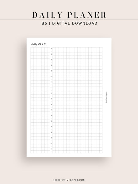 Daily Plan Grid D119 | Basic Daily Planner, Grid Lyaout, Day on a Page – CreffectivePaper