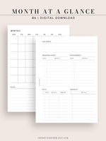 M107 | Month at a Glance, Monthly Overview, Month on 2 Pages