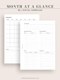 M107 | Month at a Glance, Monthly Overview, Month on 2 Pages