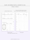 N112 | Baby Info & Growth Log & Vaccination Records Template