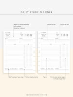 D108 | Daily Study Planner Inserts Printable Template