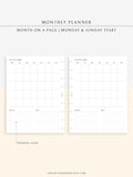 M112 | Month on a Page, Monthly Planner Printable Inserts