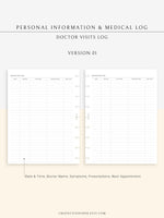 N113 | Personal Information & Medical Log Template