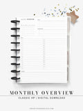 M108 | Monthly Overview, Month on a Page Printable Planner Inserts