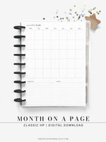 M112 | Month on a Page, Monthly Planner Printable Inserts