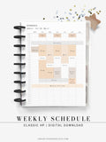 W106 | Weekly Schedule Planner Inserts, Time Table Template Printable