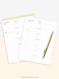 W108 | Week on a Page, Weekly Planner Printable Inserts Template