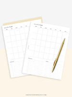 M112 | Month on a Page, Monthly Planner Printable Inserts