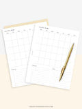 M112 | Month on a Page, Monthly Planner Printable Inserts