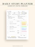 D108 | Daily Study Planner Inserts Printable Template