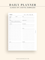 D102 | Daily Planner Inserts Printable Template, Minimal Grid Layout