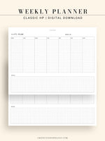 W102_H_2 | Horizontal Weekly Planner Printable