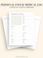 N113 | Personal Information & Medical Log Template