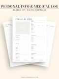 N113 | Personal Information & Medical Log Template