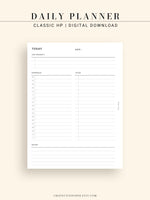 D107 | Printable Daily Schedule Planner Inserts Template