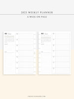 W108_01G_WO1P_2023 | 2023 Dated Weekly Planner Inserts Printable Template
