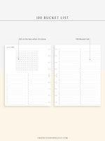 T102 | 100 Bucket List & Dream Log Template