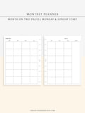 M101 | Basic Monthly Planner Printable Inserts for Minimalist