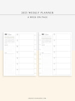W108_01GX_WO1P_2023 | 2023 Dated Weekly Planner Inserts Printable Template