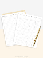 W112 | To-do List Type Weekly Schedule Planner Printable Inserts