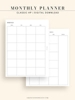 M101 | Basic Monthly Planner Printable Inserts for Minimalist