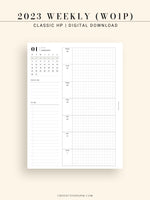 W108_01G_WO1P_2023 | 2023 Dated Weekly Planner Inserts Printable Template