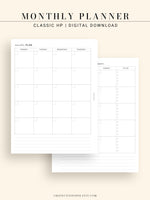 M110 | Minimal Monthly Planner Printable Inserts Template