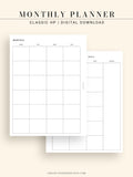M101 | Basic Monthly Planner Printable Inserts for Minimalist