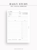 D108 | Daily Study Planner Inserts Printable Template