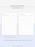 N115 | Home Management & House Maintenance Log