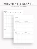 M107 | Month at a Glance, Monthly Overview, Month on 2 Pages