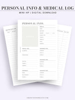 N113 | Personal Information & Medical Log Template