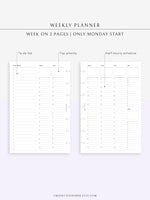 W112 | To-do List Type Weekly Schedule Planner Printable Inserts