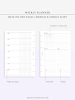 W110 | Week on 2 Pages, Weekly Planner & Tracker & Checklist