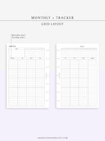 M106_G | Monthly Planner with 31 Days Habit Tracker Printable Inserts