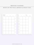 M101 | Basic Monthly Planner Printable Inserts for Minimalist