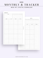 M106_G | Monthly Planner with 31 Days Habit Tracker Printable Inserts