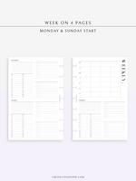 W117 | WO4P, Weekly 24-hour Schedule, To-do List Planner Template