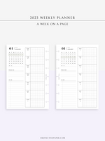 W108_01G_WO1P_2023 | 2023 Dated Weekly Planner Inserts Printable Template