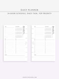 D113 | 24-hour Daily Schedule Planner Inserts Printable Template