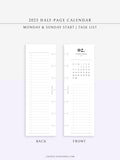 M118_2023 | 2023 Half-Page Calendar, Monthly Task list, Important Events Tracker