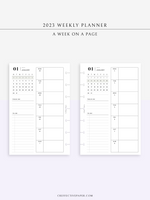 W108_01GX_WO1P_2023 | 2023 Dated Weekly Planner Inserts Printable Template