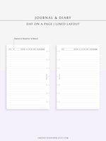 D112_DO1P | Daily Journal Diary Printable Pages, Line Dot Grid Notes