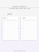 W106 | Weekly Schedule Planner Inserts, Time Table Template Printable