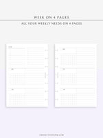 W114 | Week on 4 Pages, Weekly Schedule & Tracker & To-do Planner